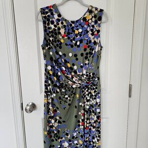 Anne Klein Ruched Sleeveless Sheath Dress Womens 1X Polka Dot